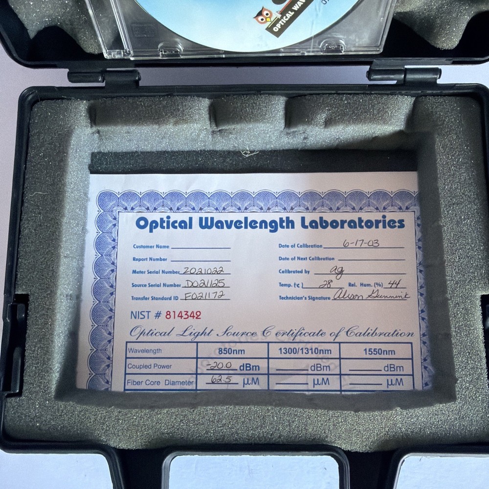 OWL Dual OWL 850 Optical Source + WaveTester Optical Power Meter in Case