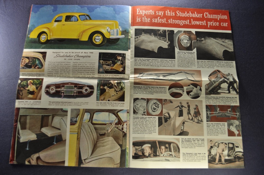 1940 Studebaker Champion Brochure Folder Coupe Sedan Nice Original 40