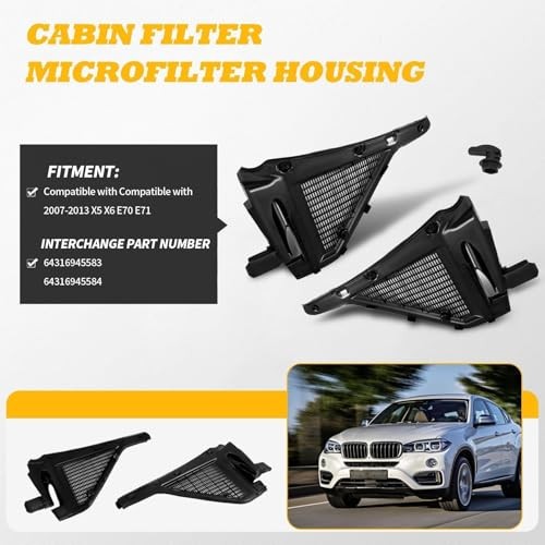 Left and Right Cabin Filter Microfilter Housing Assembly Compatible with 2007