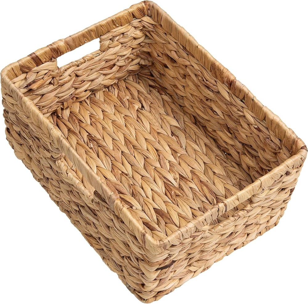 Large Rectangular Wicker Basket, Water Hyacinth Storage Basket