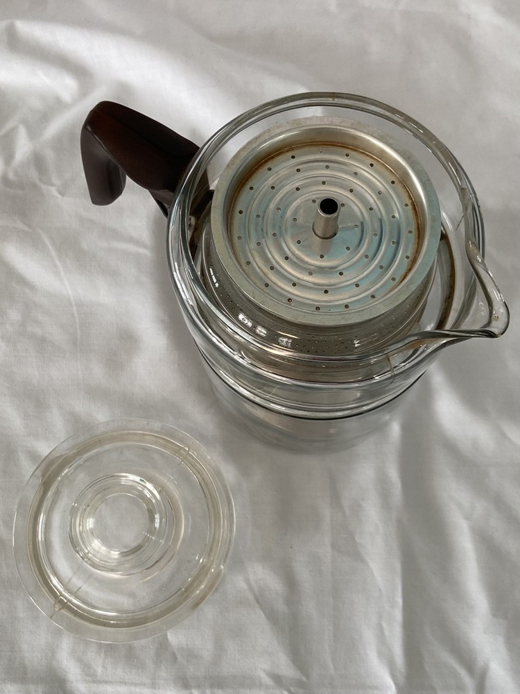 Vintage Pyrex Flame Ware Complete Stove Top Percolator With Bakelite Handle