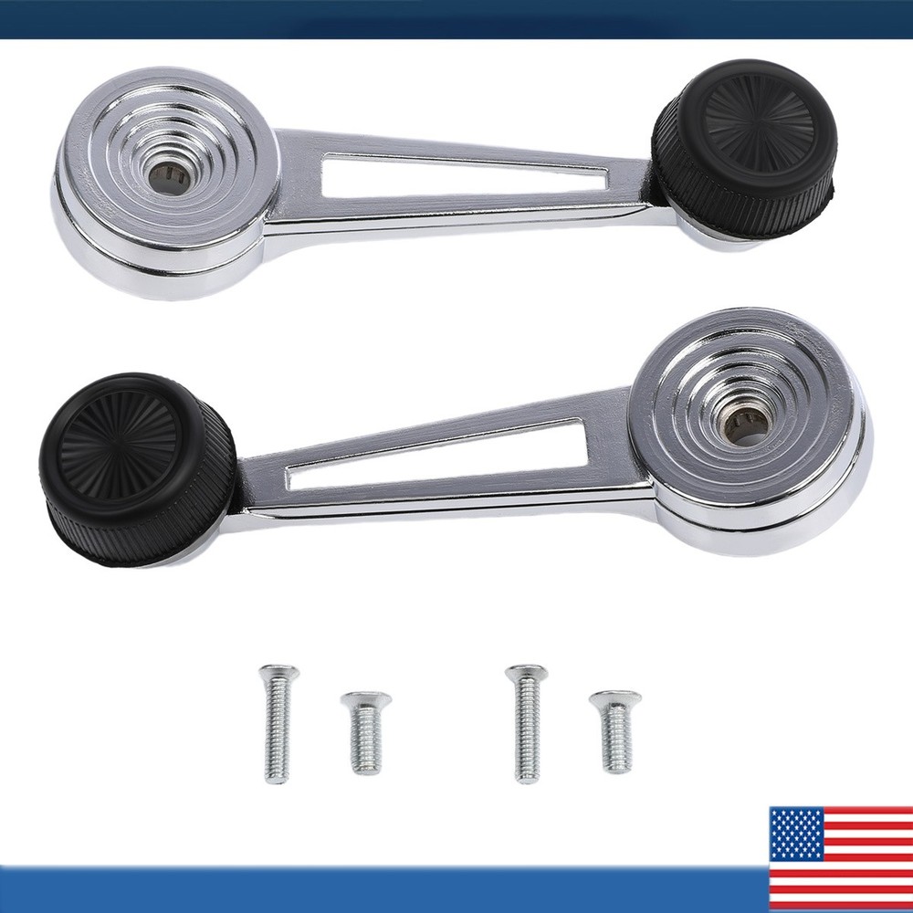 Chrome Inside Interior Window Crank Handle Pair Set NEW for Ford Pickup Upgraded