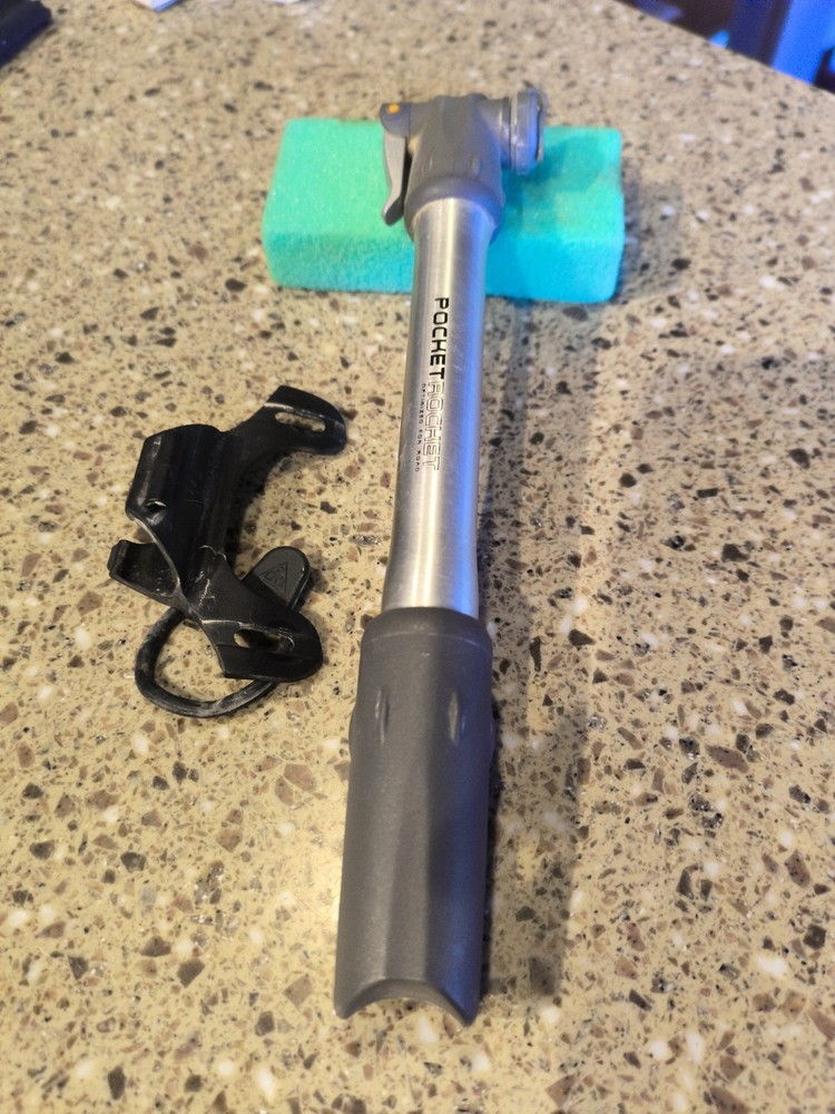 Topeak Pocket Rocket Mini Pump Presta Schrader Silver/Gray w/ Frame Mount