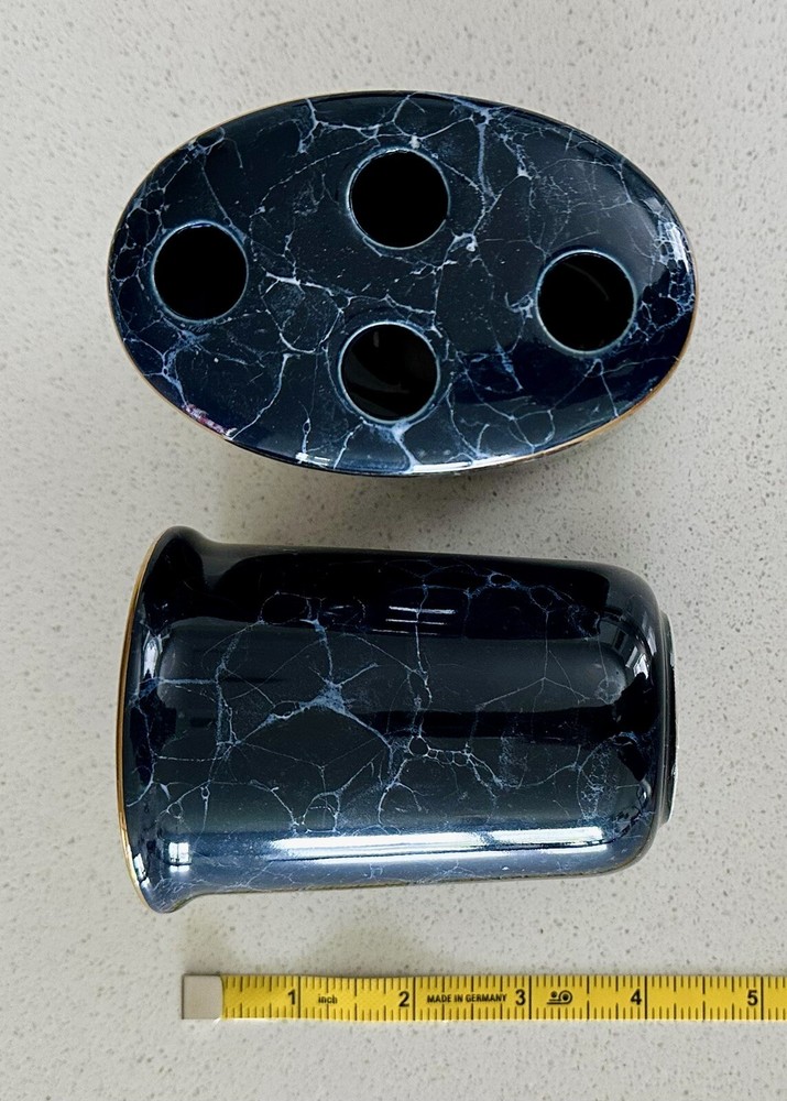 Faux Marble Gargle Cup & Toothbrush Holder