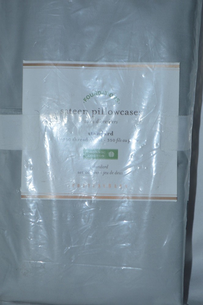 Foundations Sateen Standard Pillowcases 350TC Grey NIP