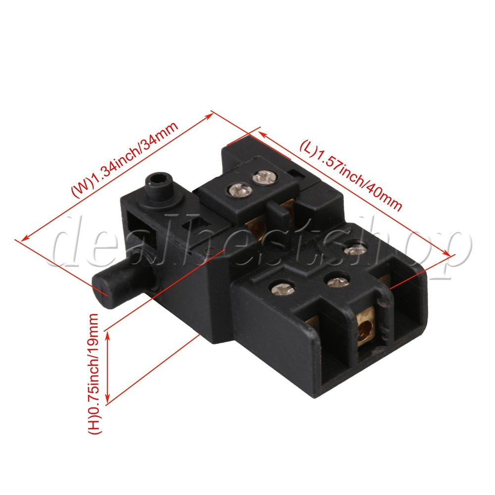 Black Electric Hammer Drill Power Tool SPST Trigger Switch FA2-6/1W AC 250V 6A