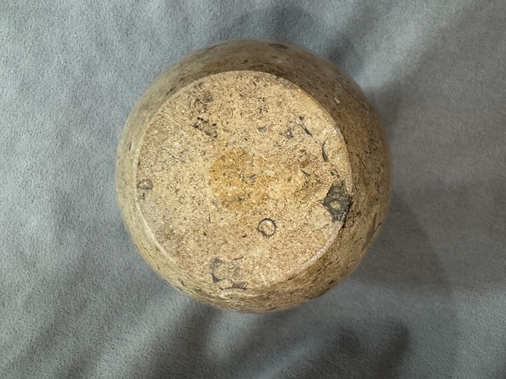 Fossilized Stone Bud Vasw; Dia.: 4"