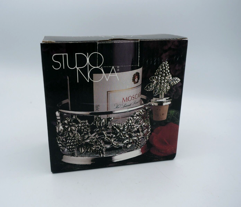 STUDIO NOVA GOURMET WINE SET (2 PC) Wine Coaster & Stopper - MIB