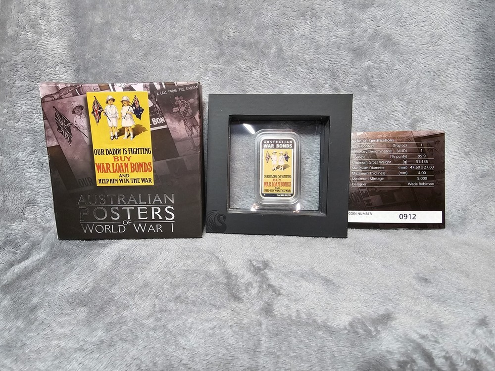 2016 1 Oz Silver Proof Rectangular Australian Posters Of World War 1 Coin