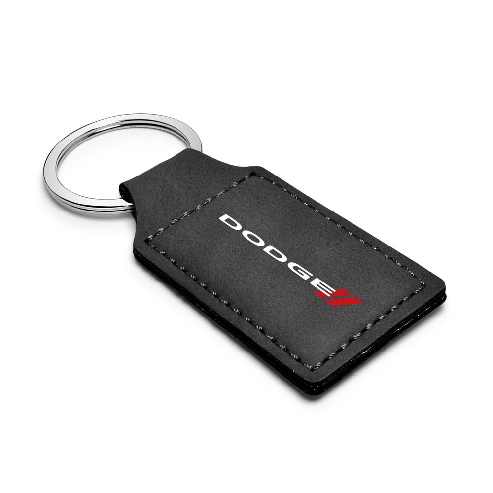 Dodge Logo Rectangular Black Leather Key Chain Key-Ring