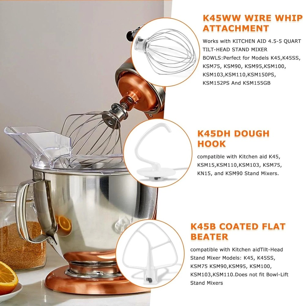 Stand Mixer Attachments 3-Piece Kit -Replace for Kitchen aid Accessories