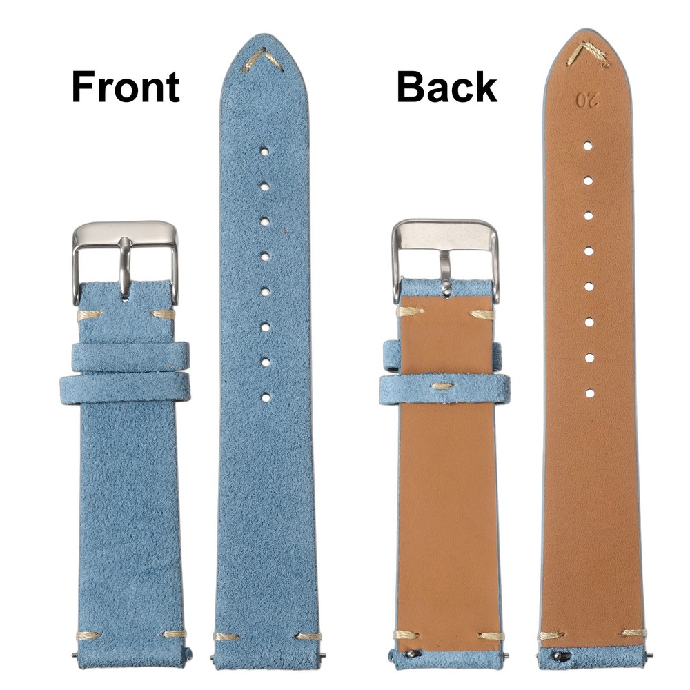 Suede Leather Strap Watch Bands Quick Release 20 mm Blue