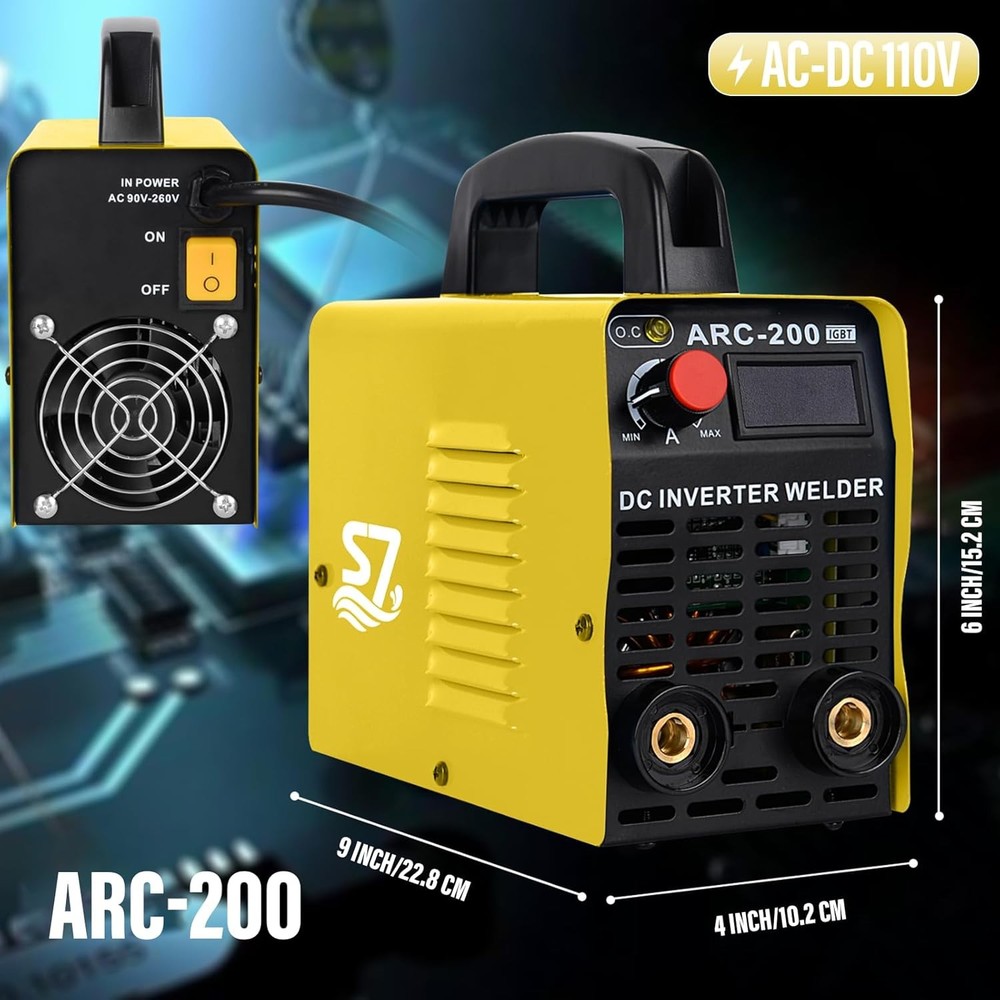 Welding Machine, 110V Plug, 200Amp Power,Beginner Welder with Display LCD Use We