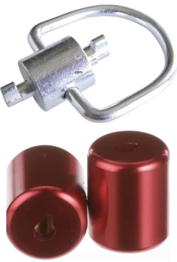 (2) 1/4" Red Refrigerant Locking Caps (1) Universal Locking MULTIKEY Tool