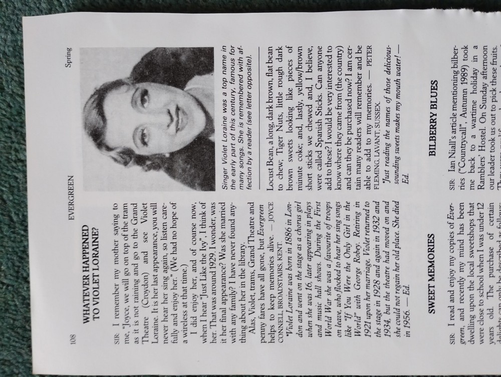 Sk13 Ephemera 1990 Article Violet Loraine
