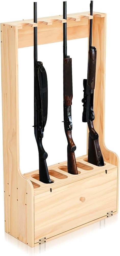 Gun Rack Wood Gun Storage Display Rack Solid Pine Standing Gun Storage Rack New