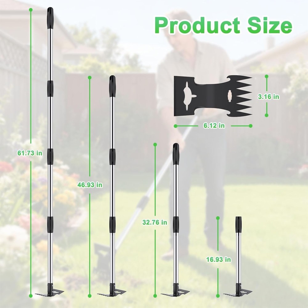 Weed Puller Tool with Long Handle，Adjustable Long Manual Weeder Remover Tool