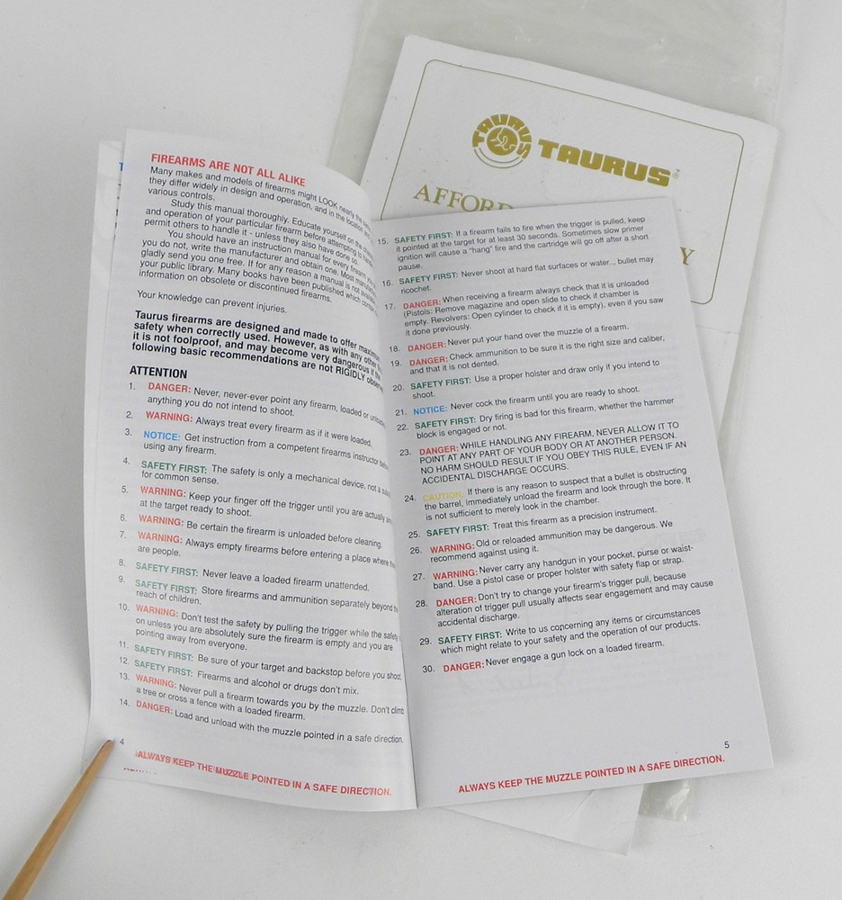 Taurus Revolver Operating Instructions Manual