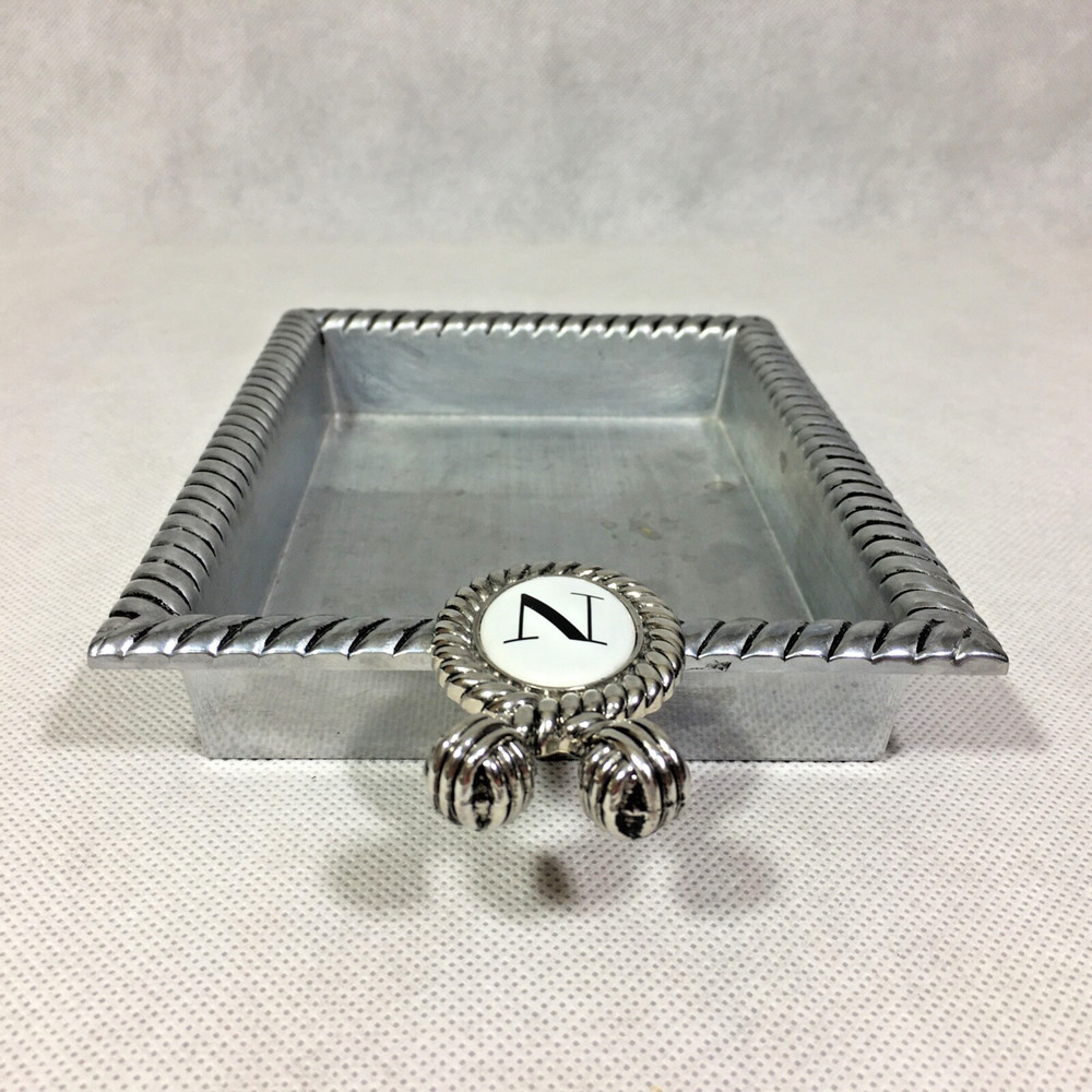 Mud Pie 2009 N Initial Metal Note Holder Tray 501013