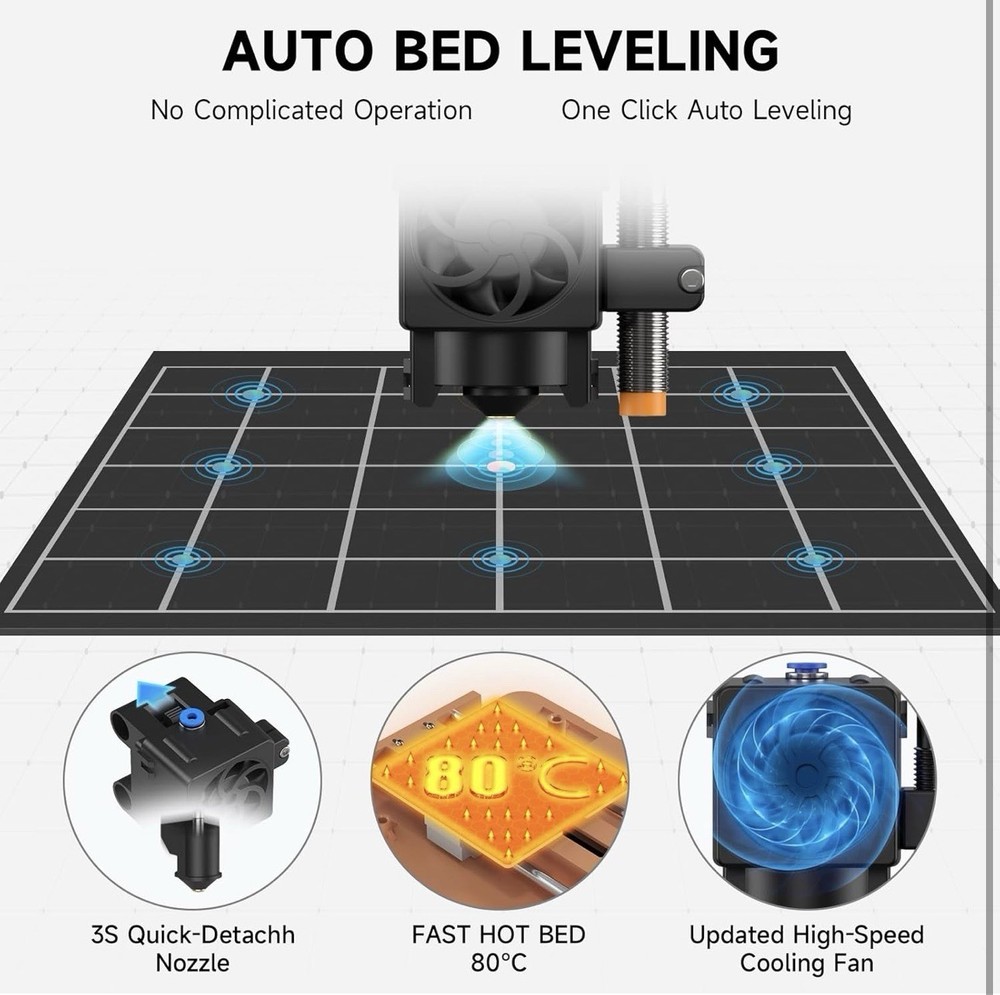 FDM 3D Printer Easy Setup Auto Leveling High Precision PLA ABS DIY Home Printing