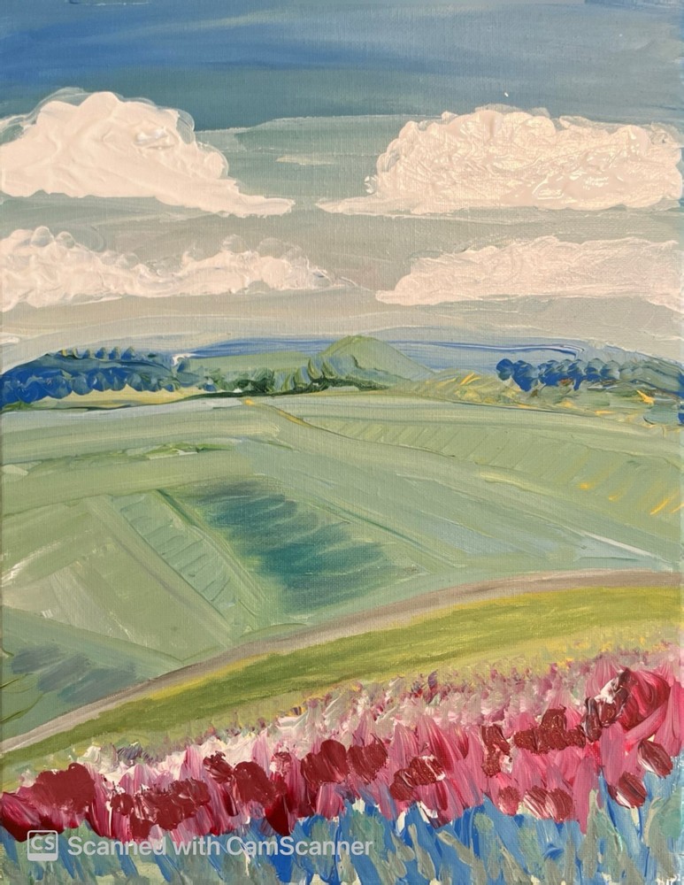 BLESSED#1206 Landscape Fields 11x14 Original Canvas Abstract Art