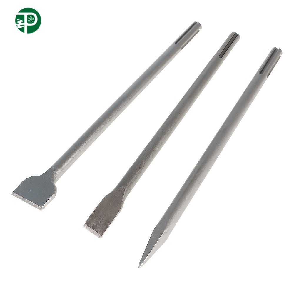 3 Pieces 16 inch SDS Max Bits Set Long-Point Chisel Scaling Chisel Flat Chisel