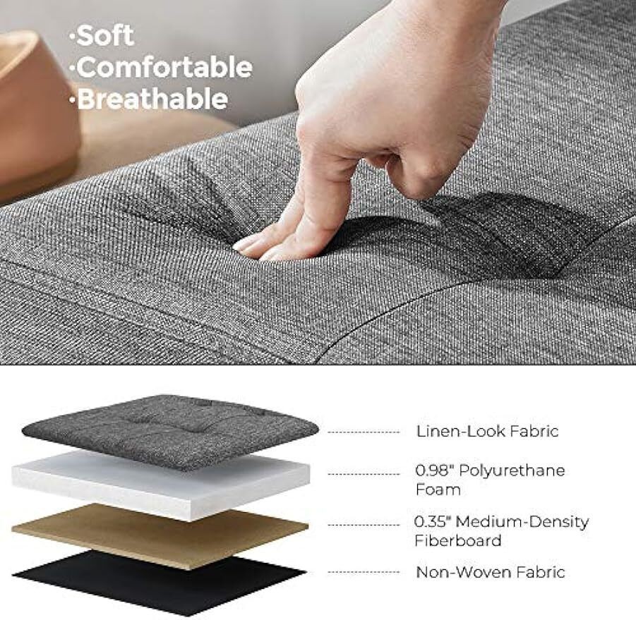 Rectangular Folding Storage Chest Ottoman Bench Foot Rest Stool Soft 660 lb New