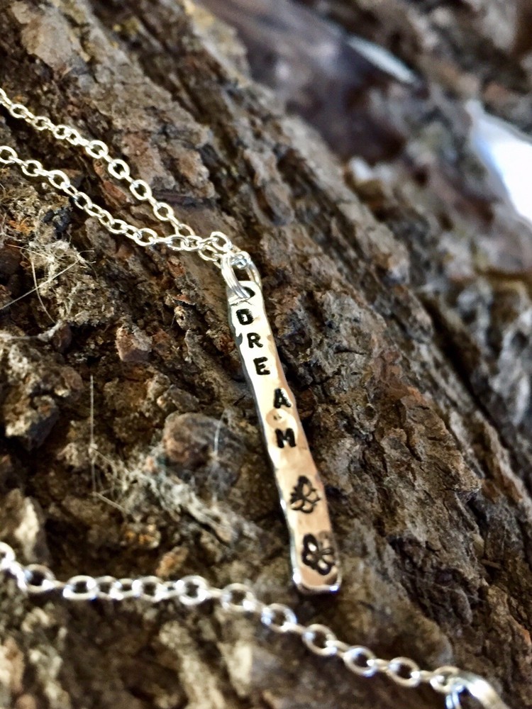 Slim Bar Dream Stamped Necklace