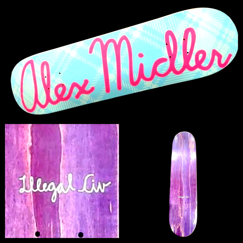 Alex Midler Illegal Civ Blue Script Skateboard Pro Deck 8.50" *New in Shrink*