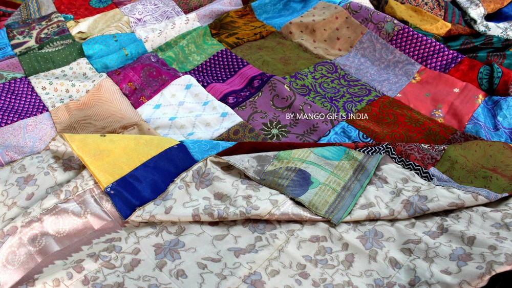 Indian Old Sari Patchwork Curtain Door Drape Boho Silk Saree Curtain Multi 4 Pcs