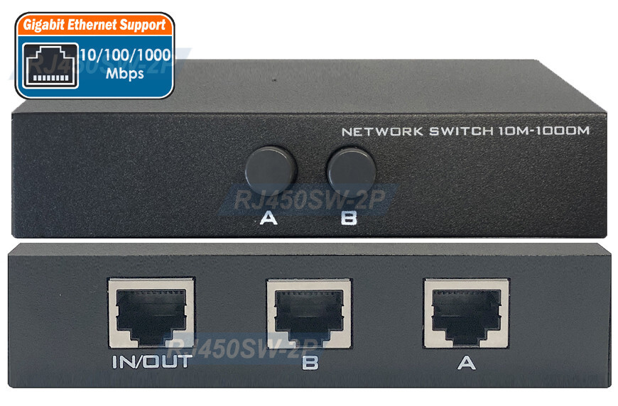 Easy Bi-Directional 2-Port RJ45 Ethernet Network Manual Switch Selector