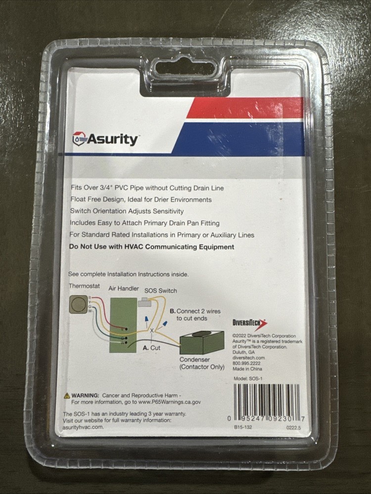 DiversiTech Sos-1 Condensate Safety Overflow Switch