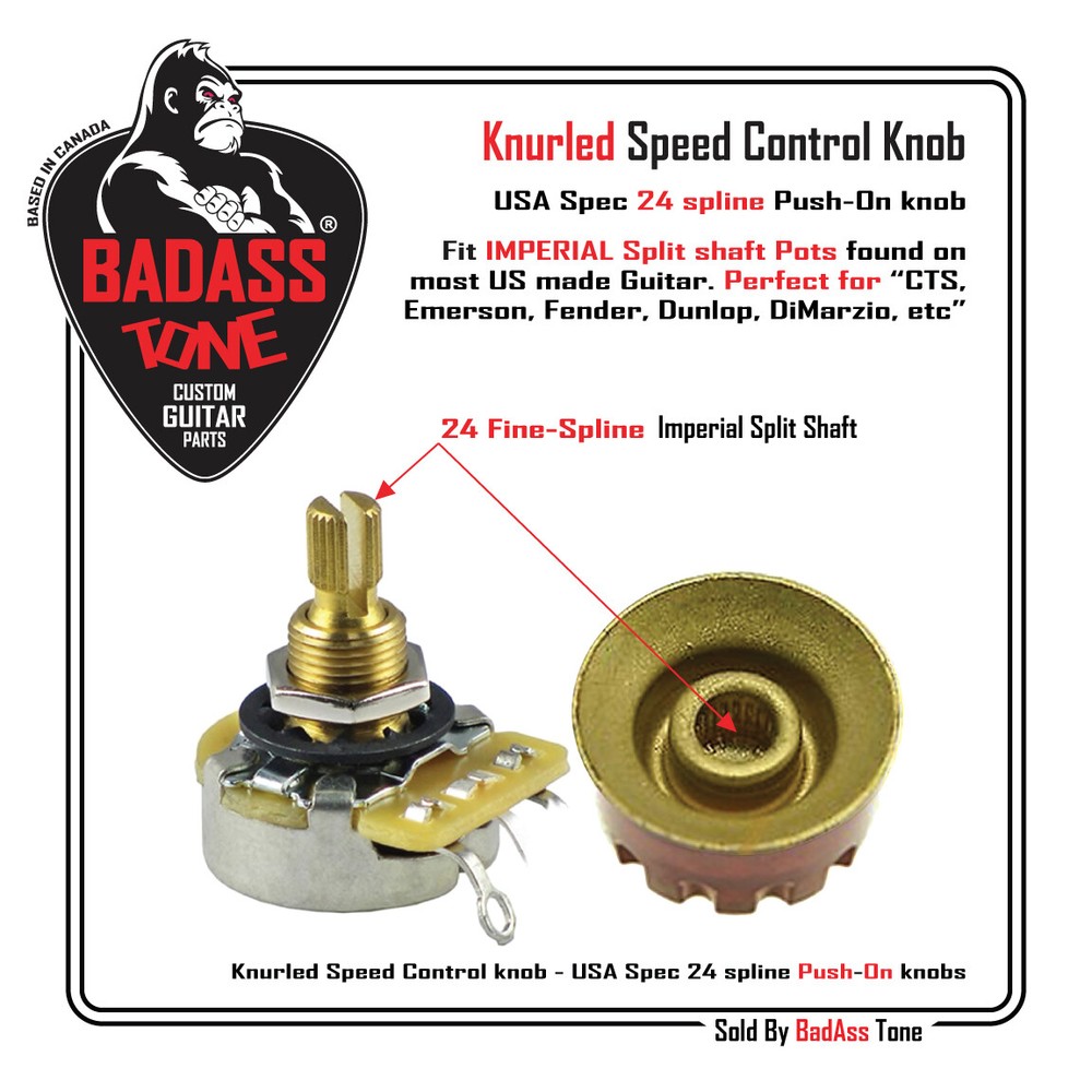 High Quality Amber Knurled Speed Knobs - 1/4 Shaft / 24 Fine-Spline