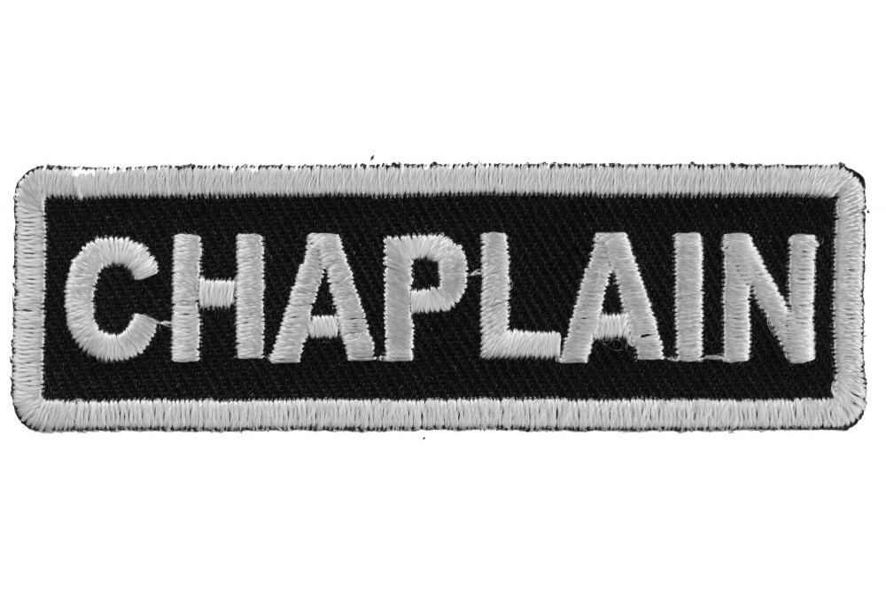 CHAPLAIN EMBROIDERED IRON ON BIKER PATCH  **FREE SHIPPING**