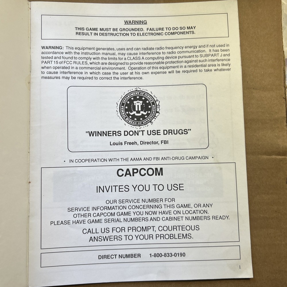 Original DARK STALKERS CAPCOM cps2 arcade video game manual