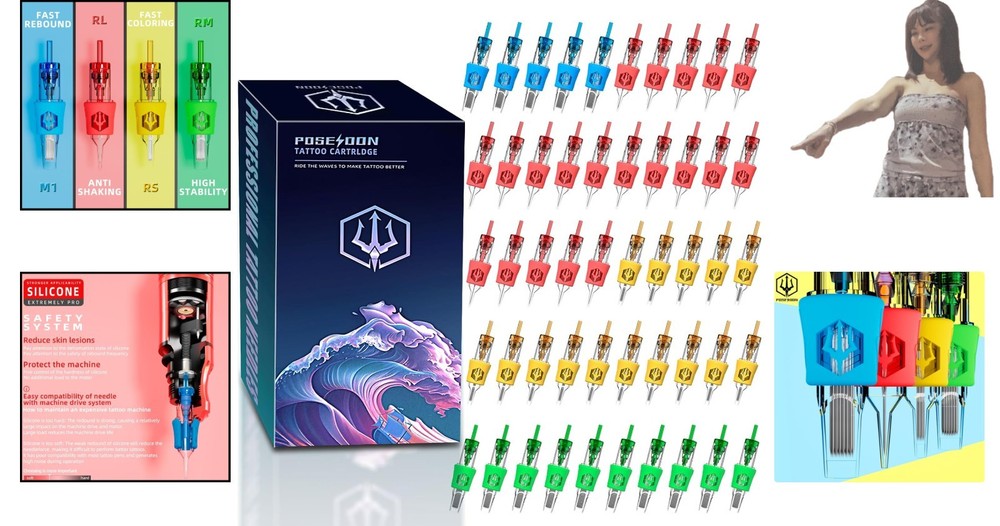 50-Piece Assorted Tattoo Cartridge Needles Set