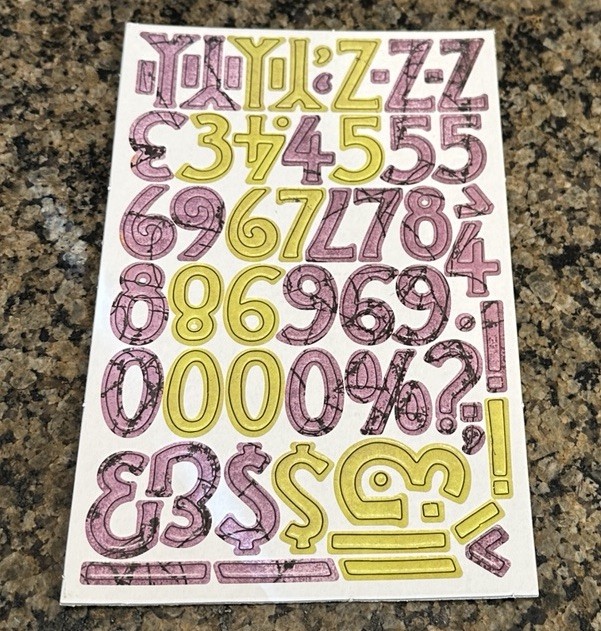 Basic Grey Chip Stickers Alphabet 4 Sheets Purple Green Halloween 1 1/4"