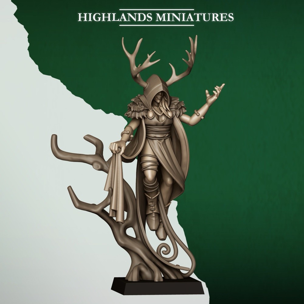 1 Feral Elf Druid, Highlands Miniatures,