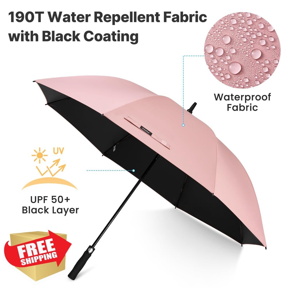 G4Free 54" Windproof Golf Umbrella - UV Protection Auto Open Silver