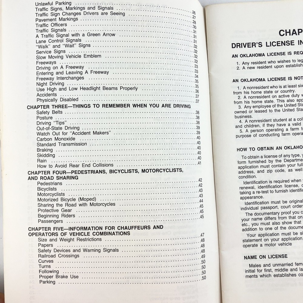 Vintage 1989 Oklahoma DPS Driver’s Manual Study Guide