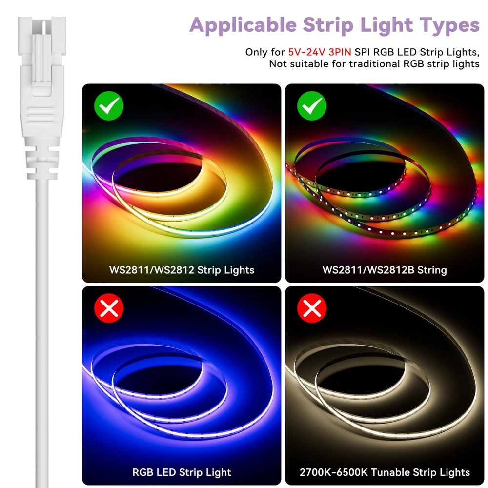 Smart LED Controller with APP & RF Remote, Music Sync, Compatible with Alexa/...