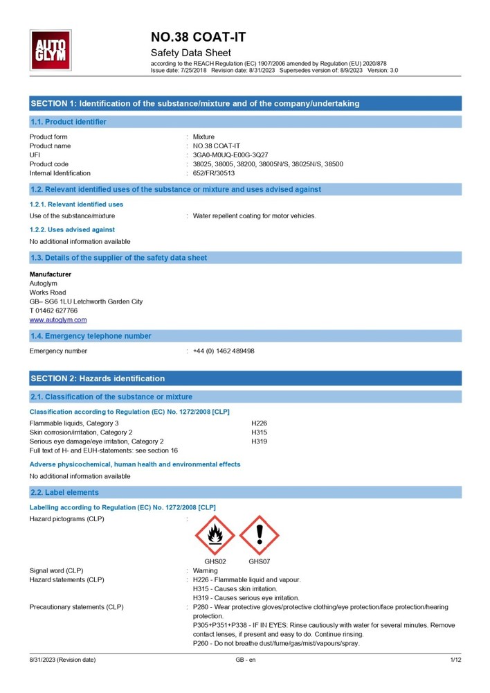 AUTOGLYM COAT-IT 5L SUPER HYDROPHOBIC COATING HIGHLY DURABLE