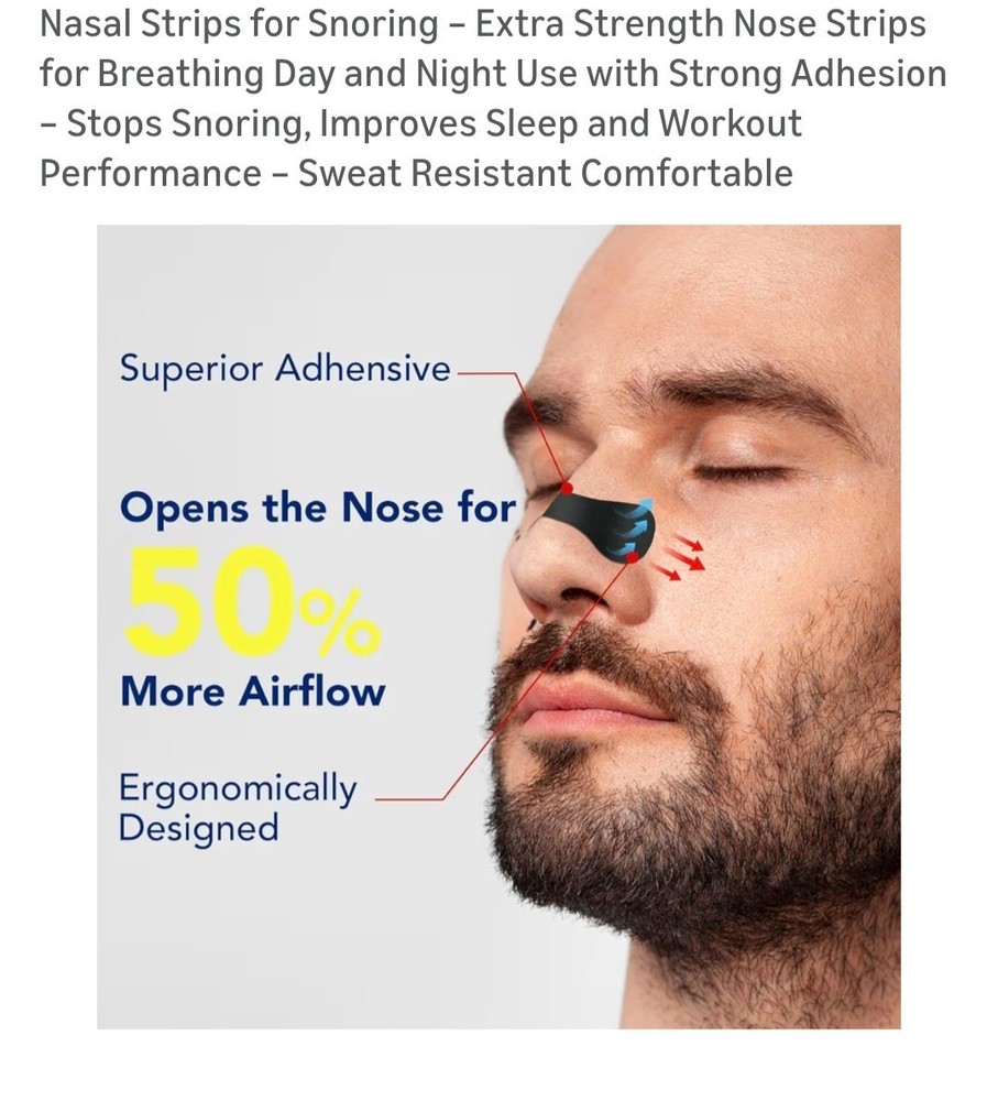 Nasal Strips for Snoring, Extra Strength, black, strong adhesion