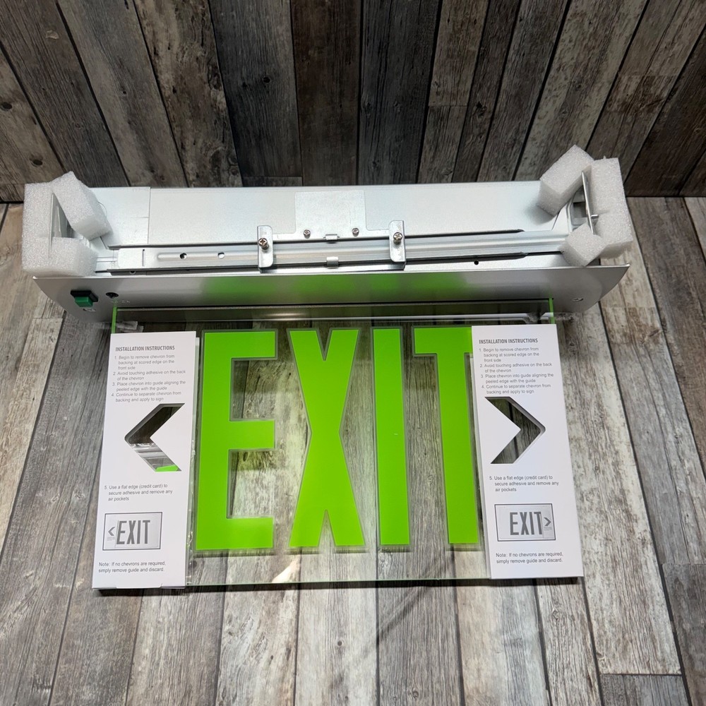 Emergency Exit Sign Double Sided Mirrored Acrylic Recessed LED Exit Sign