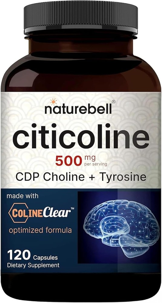 NatureBell Citicoline 500mg - 120 Capsules - Brain Function Support for Adults -