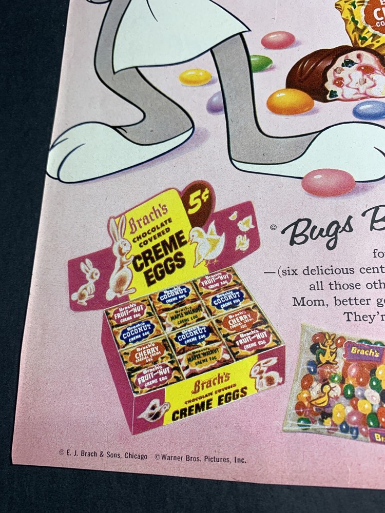 1958 Brachs Easter Candy Buggs Bunny Original Ad Warner Bros