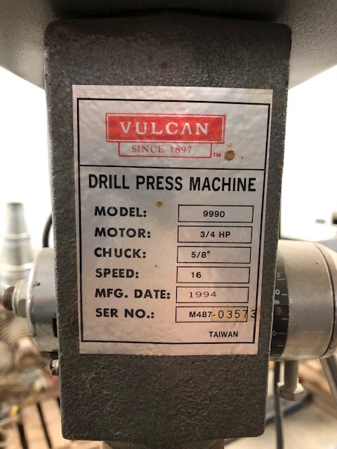 Vulcan Drill Press Machine - Model 9990 (1994)