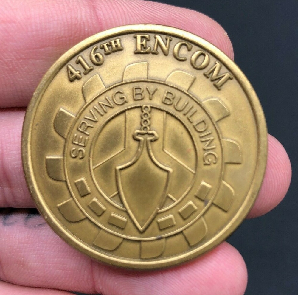 416th ENCOM "Serving by Building" Military Challenge Coin