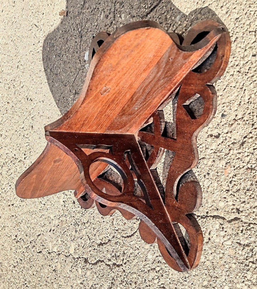 Vintage Antique Scroll Cut Solid Wood Wall Clock Shelf Nautical Fretwork
