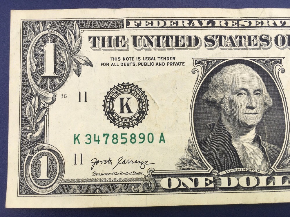 2017 $1 One Dollar Bill Serial Number # Misprint Note Error High 0 & Over Ink